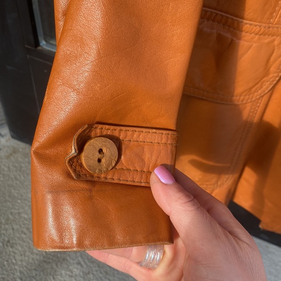 Vintage The Tannery Tan Leather Double Breasted Jacket - Picture 6 of 6